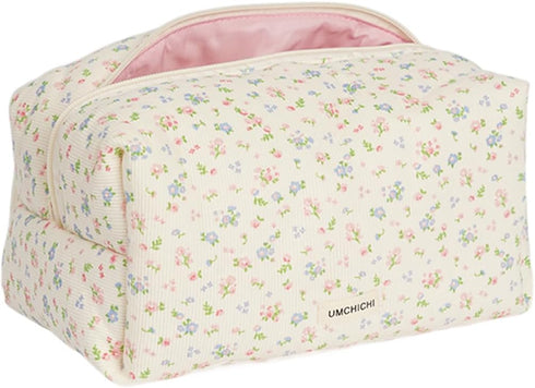 Umchichi' floral large cosmetic bag for Women, Travel Toiletry Bag, Large storage Bag, Travel Makeup Bag, Large Cotton Cosmetic makeup bag, Large ...