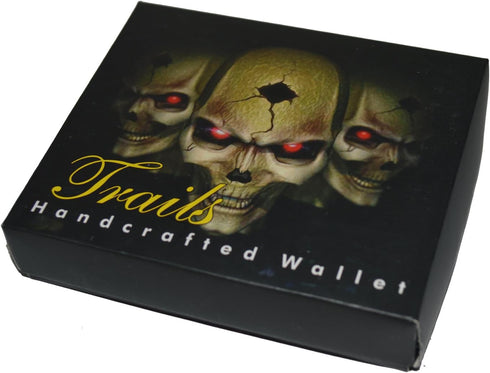 Leatherboss Skull Printed Stylish Men's Bifold Exotic Credit Card Cash Holder Wallet with Gift Box...