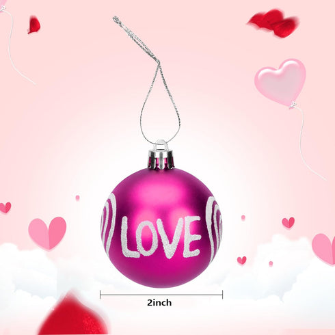 12 Pieces Valentine's Day Hanging Ball Ornaments, Heart Glitter Balls Decorative Supplies for Party, Valentine's Day,Wedding Tree Decorations...