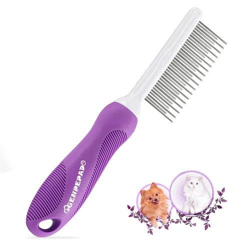 Grooming Comb for Dogs and Cats with Matted Hair, Detangling Pet Comb with Long and Short Stainless Steel Metal Fine Teeth for Removing Mats, Tang...