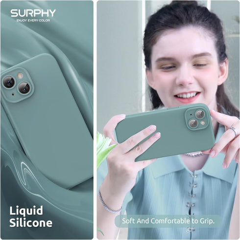 SURPHY Designed for iPhone 15 Case Compatible with MagSafe (6.1 inch 2023), with 2 Pack Screen Protector, Liquid Silicone Phone Case (Camera Prote...