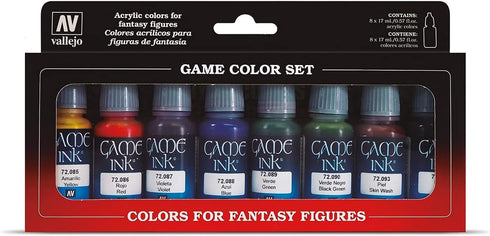 Vallejo Game Ink Paint Set (8 Color) Paint, 0.57 Fl Oz (Pack of 8),Green...