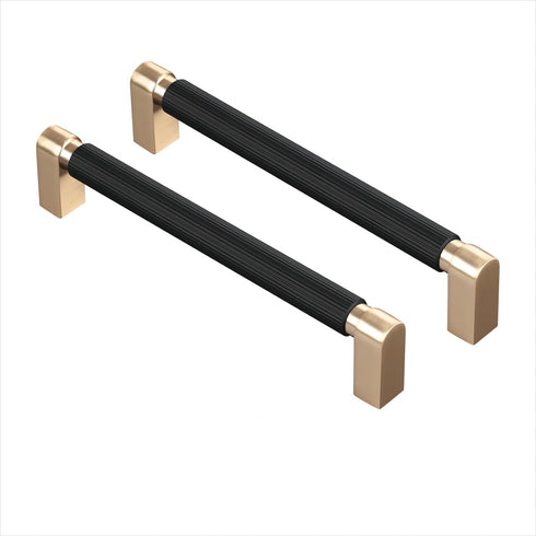 1 Pack Black and Gold Handles for Cabinets, 6-3/10 Inch Hole Centers Gold Drawer Pulls, Dresser Hardware and Handles for Cabinets and Drawers...