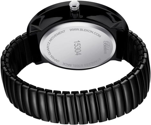 Blekon Collections New Super Large Face Stretch Band Japanese Movement PC21J Fashion Watch (Black/Luminous)...