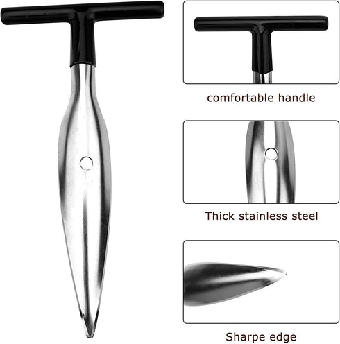 2 PCS Coconut Opener Tool Set Coconut Meat Remover Stainless Steel Coconut Opener Scraper Knife Coconut Punch Tool with Durable Non-Slip Wooden Ha...