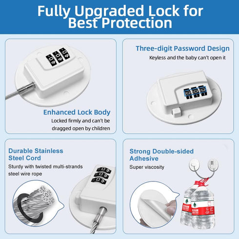 Refrigerator Lock Combination AOSITE Fridge Locks for Adults Mini Fridge Locks for Kids Refrigerator Adhesive (White 4 Pack)...