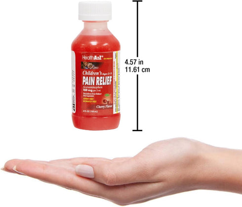 HealthA2Z® Children's Pain Relief | Acetaminophen 160 mg (5mL) | Ages 2-11 | Cherry Flavor | Pain Reliever - Fever Reducer - Oral Suspension | Asp...