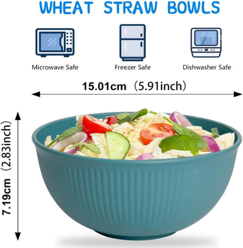Unbreakable Cereal Bowls 24 oz -Reusable Wheat Straw Fiber Lightweight Bowls Set - Dishwasher & Microwave Safe - Perfect for Snacks,Cereal, Ice Cr...