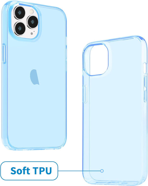 JJGoo Compatible with iPhone 14 Pro Case, Clear Soft Shockproof Protective Slim Thin Bumper Cover Transparent Phone Case, Translucent Blue...