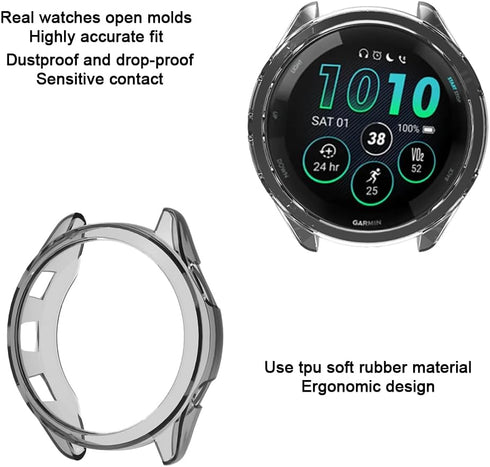 Smartwatch Screen Protector Compatible for Garmin Forerunner 265S Case TPU Soft Frame Cover and Not Forerunner 265s Tempered Glass Protective Film...