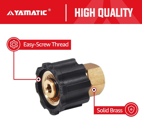 YAMATIC Pressure Washer Adapter, M22-14mm Female Thread to 1/4 Inch Female NPT Fitting, Power Washer Connector, 5000 PSI...