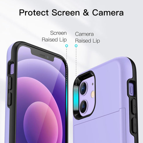 JETech Wallet Case for iPhone 12/12 Pro 6.1-Inch with Card Holder, Dual Layer Shockproof Protective Phone Cover, Sliding Hidden Slot (Purple)......