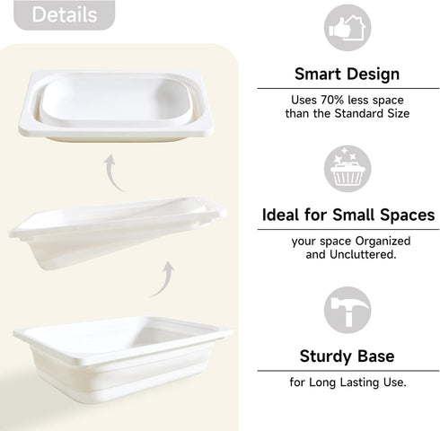 Beright Collapsible Storage Bin, Wash Basin Folding Dish Tub Sink, Space Saving for Dishing, Fruit and Camping, Hiking and Home, White, Large, 1 P...