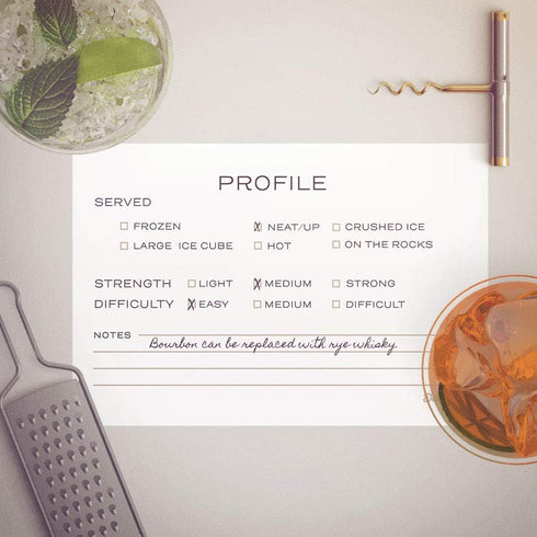 48 Cocktail Recipe Cards, 4 x 6 inches, Double Sided for Bartenders, Drinks and Mixology...