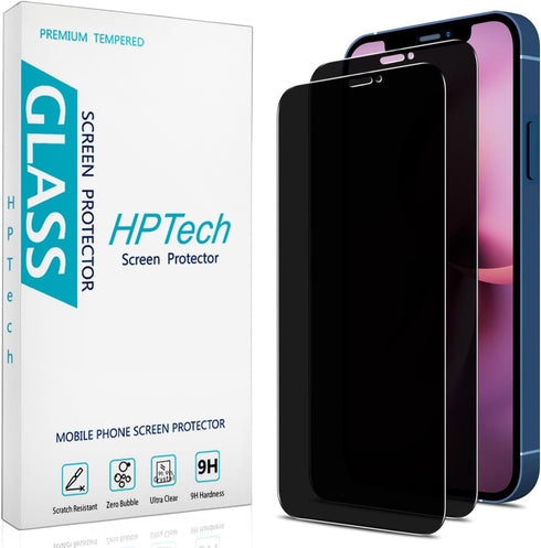 HPTech (2 Pack) Privacy Screen Protector Designed for iPhone 12 Mini (5.4-Inch) Anti-Spy Tempered Glass, Anti Scratch, Bubble Free......