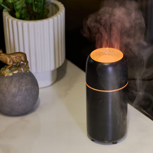 Humidifiers Car Diffusers for Essential Oils USB Car Humidifier Aromatherapy Diffusers with 7 Color Flame Lights for Car Home Office Gift (Black)...