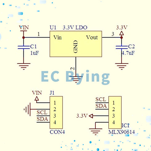 GY-906 MLX90614 Non-Contact IR Infrared Temperature Sensor Module IR Temperature Acquisition Module High Precision High Resolution Infrared Temper...
