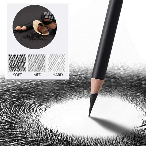 Professional Charcoal Pencils Drawing Set - 10 Pieces Soft Medium and Hard Charcoal Pencils for Drawing, Sketching, Shading...