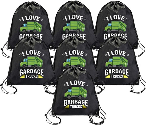 7 Pieces Kids Party Favor Bags,i love trash garbage Drawstring Bags Favor Bags for Birthday Party Gift Package, Pouch with Cartoon trash garbage D...