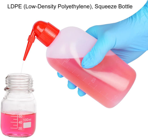 stonylab Chemical Wash Bottle, 2-Pack Lab Sealed Cylindrical Plastic Safety Lab Reagent Squeeze Wash Bottle, Sample Sealing Liquid Storage Contain...