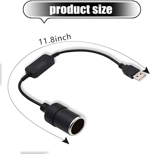 1 PC Car USB Port Boost Cable, 5V to 12V Cigarette Lighter Female Converter Adapter, Mobile Power Supply Connected to Driving Recorder E-Dog, Univ...