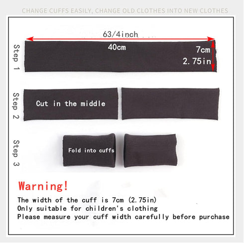 TinaKim Cuffs for Sleeves, Ribbing Fabric, for Children's Jacket Sewing (Black, 40x7cm)...