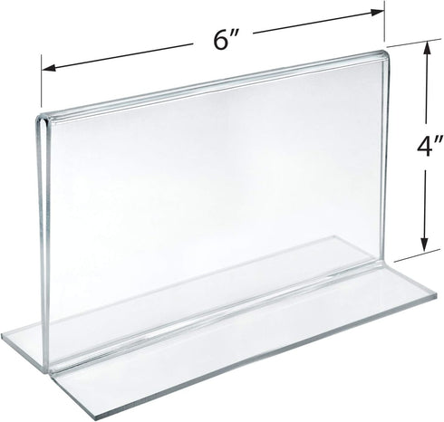 Azar 152727 Horizontal Double-Sided Stand Up Sign Holder, 10 Count Clear, 6 in W X 4 in H...