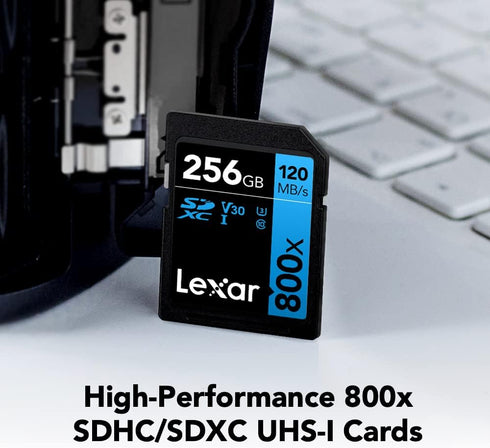 Lexar High-Performance 800x 256GB SDXC UHS-I Memory Card, C10, U3, V30, Full-HD & 4K Video, Up to 120MB/s Read, for Point-and-Shoot Cameras, Mid-R...