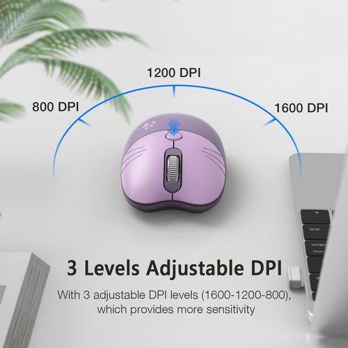 Cute Cat Wireless Mouse, 2.4GHz Wireless Silent Mouse, USB Receiver Plug and Play, 3 Adjustable DPI, Compatible with Notebook, PC, Laptop, Compute...
