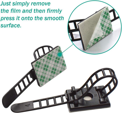 25 Pieces Desk Wire Organizer Cable Ties Zip Ties Adhesive Cord Clips Cable Management Cord Keeper Desk Wire Management...
