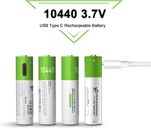 4 Pack Rechargeable 10440 Batteries, Lithium 10440 Batteries?Not AAA Batteries? Rechargeable Lithium Ion 3.7 Volts 10440 Battery with 4 in 1 USB T...
