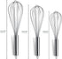 Berglander Whisk Set Pack of 3, Stainless Steel Whisks for Cooking 8",10",12", Wire Ballon Wisk (Silver)...