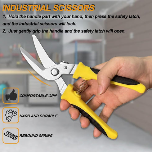 8 Inch Heavy Duty Scissors, Multifunction Shears for Cutting Cable Wires, Cardboard (8-Inch Curve Snips)...