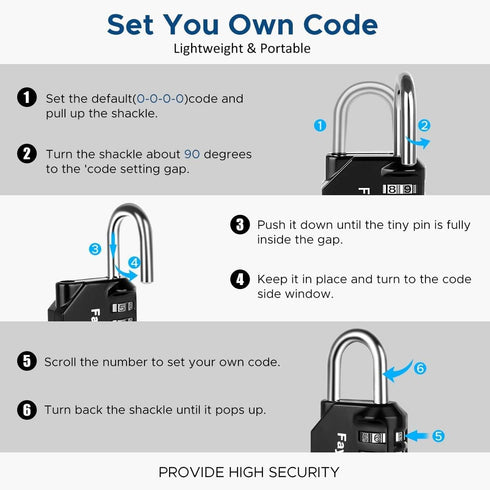 Combination Lock, 4 Digit Combination Padlock for School Gym Sports Locker, Fence, Toolbox, Case, Hasp Cabinet Storage (1 Pack, Black)...