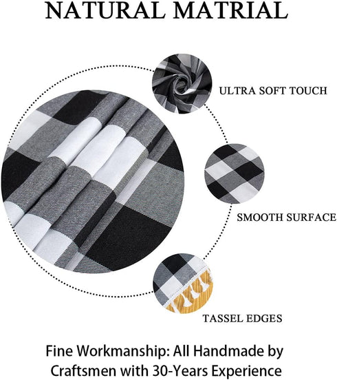 ShinyBeauty Buffalo Plaid Table Runner Black and White 13''x72'' Buffalo Check Table Runner Tassel Runner Checkered Table Cover Classic Gingham Ta...
