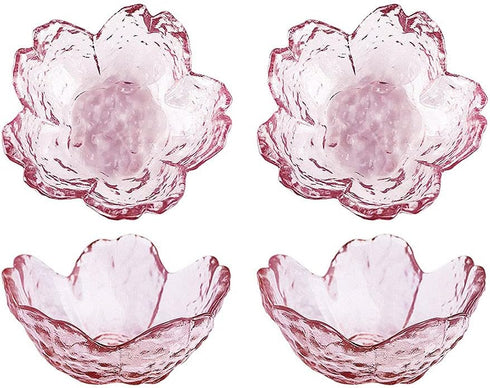 4pcs Glass Sakura Shape Small Seasoning Dishes Dipping Bowls Appetizer Plates,3.4inch...