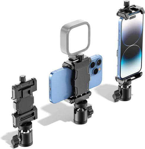 KDD Cell Phone Tripod Mount Adapter with Ball Head, 360° Rotating Phone Holder Stand for Tripod with Cold Shoe, Smartphone Clamp for iPhone 15 14 ...