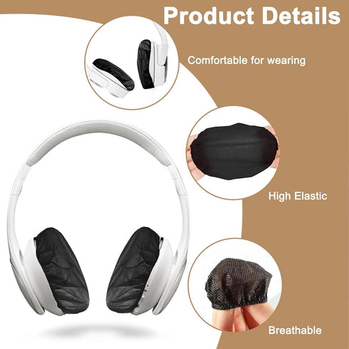 100 pcs Headphone Ear Covers Disposable Earphone Overs Sanitary Non-Woven Stretch Earpad Covers Earcup Covers Fit for Most on Ear Headphones...