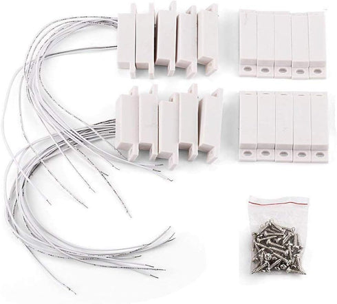 10pcs Surface Mount Alarm 10W 100V 0.5A in Max Magnetic Contact Ideal for Door Window Security with Lead Wire and 3M Adhesive Paper...
