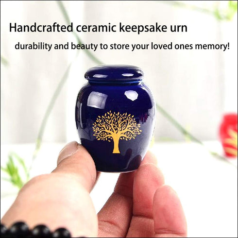 Mini Cremation Urns for Human Ashes Set of 4 - Tree of Life Small Keepsake Urns - Ceramic Adult Dog Cat Ashes Holders Miniature Memorial Funeral U...