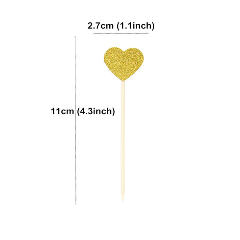 Ercadio Gold Glitter Heart Cupcake Toppers Sweet Love Theme Cupcake Picks Wedding Engagement Bridal Shower Birthday Party Cake Decorations 40 PCS...