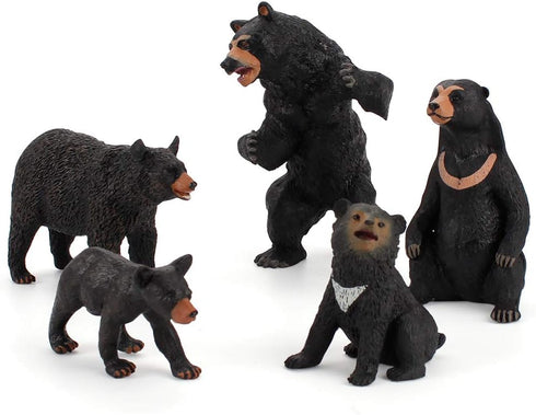 Realistic Wild Life Jungle Animal Figures Model Black Bear Family Playset Eduactional Toys Playset Figurine Statue Classroom Desktop Decoration fo...