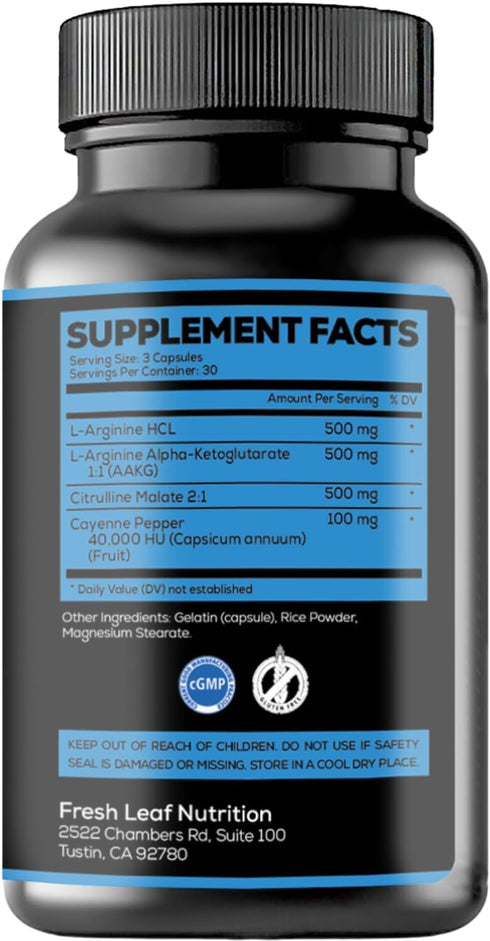 Extra Strength L Arginine Capsule 1500mg - Nitric Oxide Supplements for Stamina, Muscle, Vascularity & Energy - Powerful NO Booster with L-Arginin...