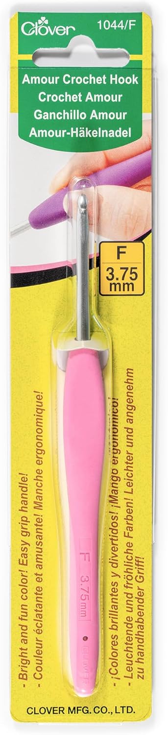 Clover 1044/F Pink Amour Crochet Hook, Size F, 3.75mm...