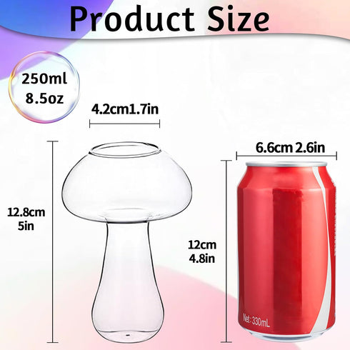 SuproBarware Wine Glasses Creative Mushroom Shaped Cocktail Drinks Glass Cup Set of 2 Clear 250ml/8.5oz for Party Novelty Drinking for KTV Bar Clu...