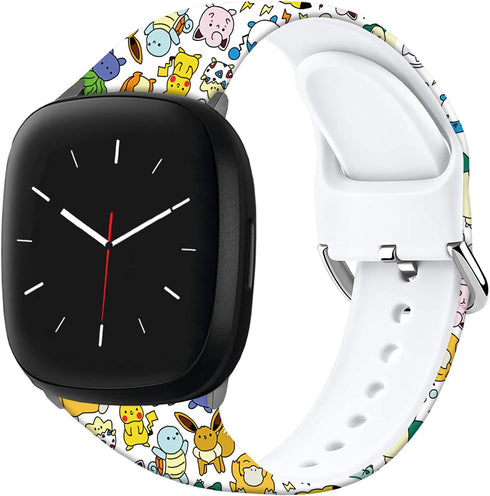 Pikacu Sea Turtle Anime Bands Compatible with Fitbit Sense/Sense 2/Versa 3/Versa 4 Band Fancy Soft Sport Silicone Cartoon Holiday Strap Men Women...