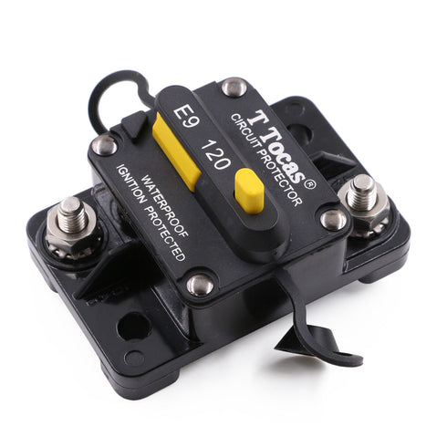 Hi-Amp 120 Amp Circuit Breaker with Manual Reset for Car Automotive Audio Boat RV Truck Solar Battery System, 12V - 48V DC, Waterproof IP67 120A...