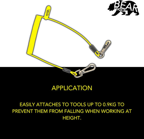 BearTOOLS Coil Tool Lanyard | Max Load 2lbs Ultra-Compact Design, Elastic, PU-Coated | Dual-Connectors, Easy-Attachment for Safety of Lightweight ...