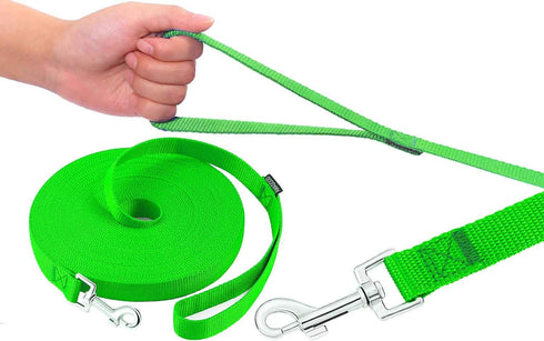 AmaGood Dog/Puppy Obedience Recall Training Agility Lead-15 ft 20 ft 30 ft 50 ft Long Leash-for Dog Training,Recall,Play,Safety,Camping (15feet,Gr...