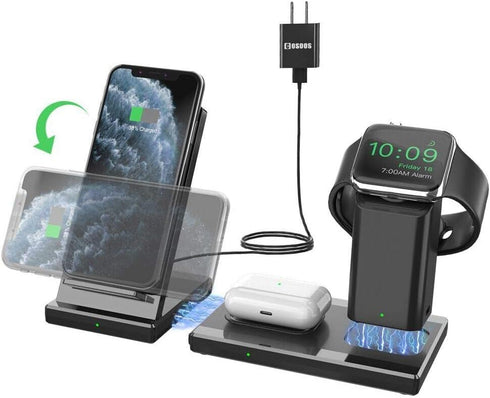 COSOOS Wireless Charger,3IN1 Wireless Charging Station for Apple Products,iWatch Series 7/6/5/4/3/2,Airpods 3/Pro,Charging Stand for iPhone 15 Pro...